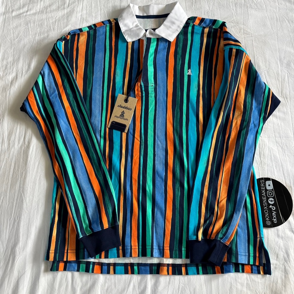 Chubbies The Afternoon Special Rugby Shirt Polo Multicolor Stripe Men’s Size S